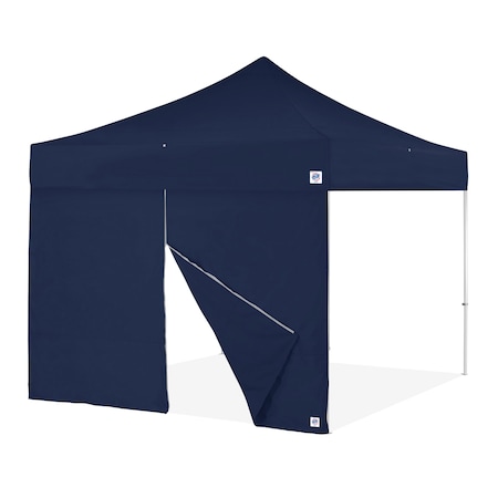 E-Z Up TAA Compliant Food Booth Middle Zipper Sidewall, 13' W x 13' H, Navy Blue SW3PRFBMTC13NB